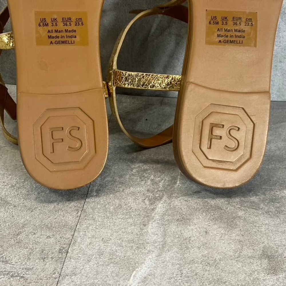 Sarto By Franco Sarto Women's Gold Gemelli Round-Toe Strappy Flat Sandals SZ 6.5 - Picture 9 of 11
